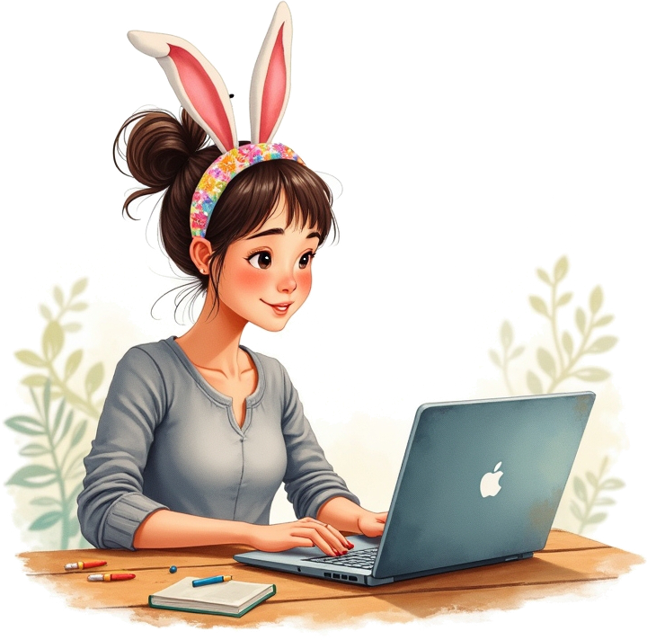 A teacher leading a virtual Easter party for her ESL class.