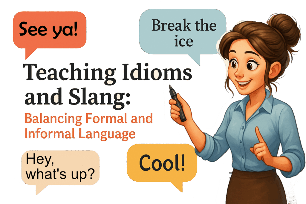 Teachinng idioms and slang is important to help ensure ESL students feel more fluent and confident in real-life contexts.