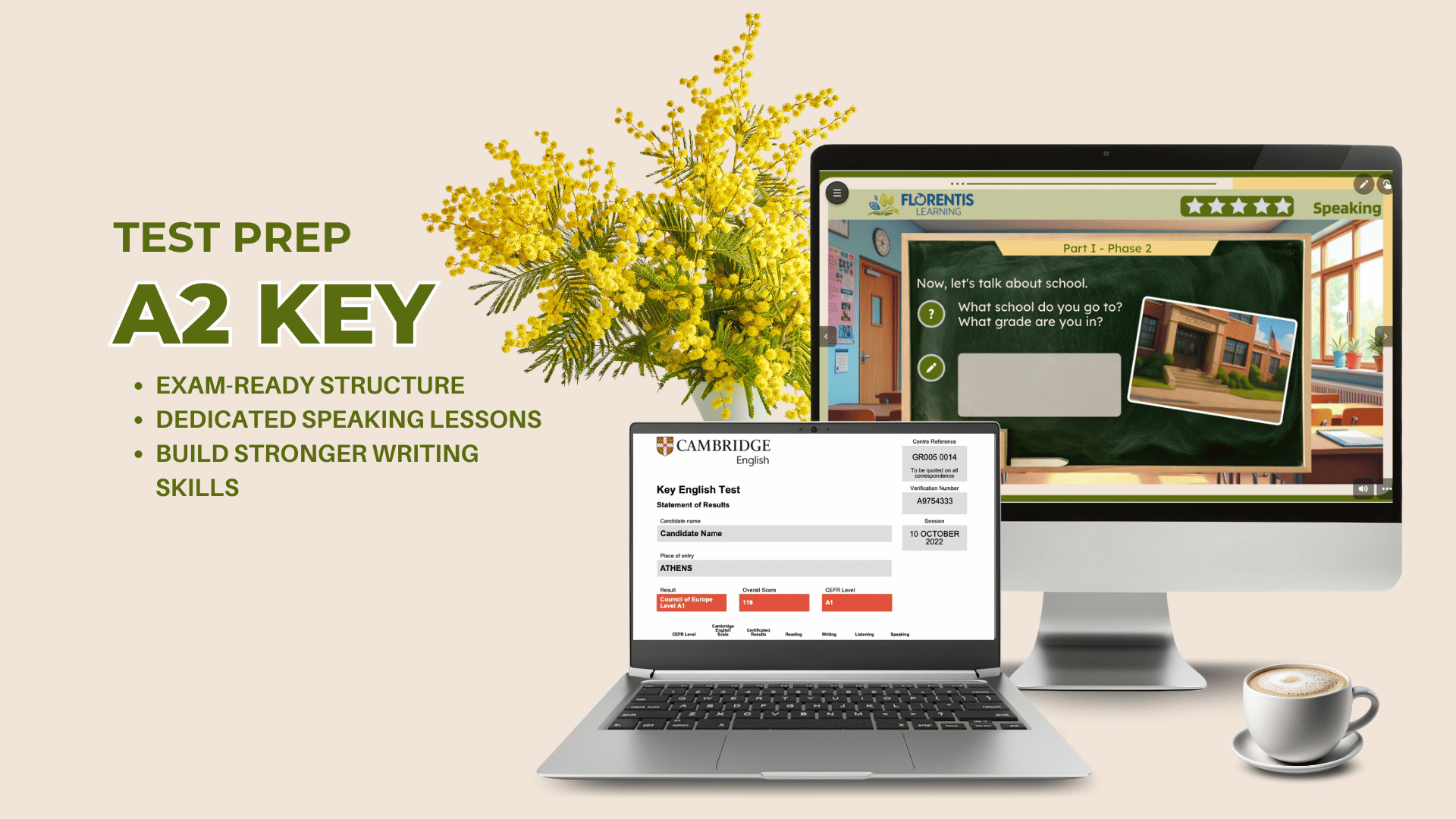 A2 KEY (KET) Test Preparation Course gives you everything you need to teach targeted lessons online, whether in one-on-one or small group settings.