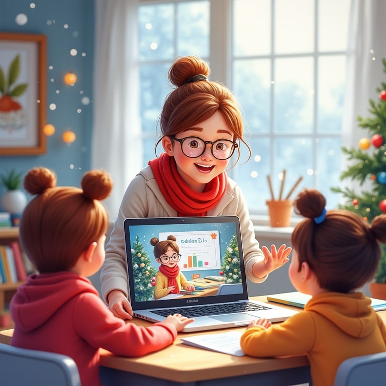 December ESL lessons for online teachers using low-prep festive activities